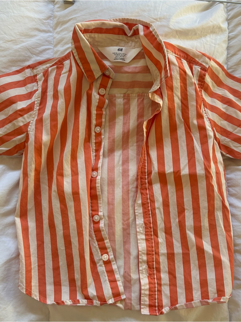 H&M Kids Orange & White Vertical Stripe Button-Down Shirt